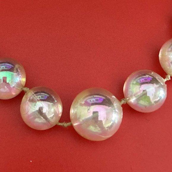 VTG AB Finish Clear Lucite Beaded Necklace - Picture 14 of 14